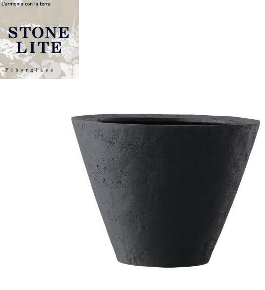 ストーンライト・シンプルコーン深型50ブラック植木鉢
