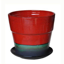 タルト植木鉢・マル・レッド24・釉薬陶器