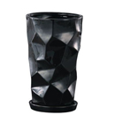 ミラーラウンド植木鉢・室内陶器・ブラック色27サイズ